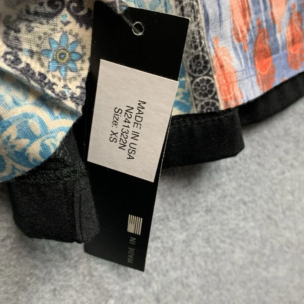 Nally & Millie Women XS Reversible Skirt Patchwork Print/Black Travel Minimal US
